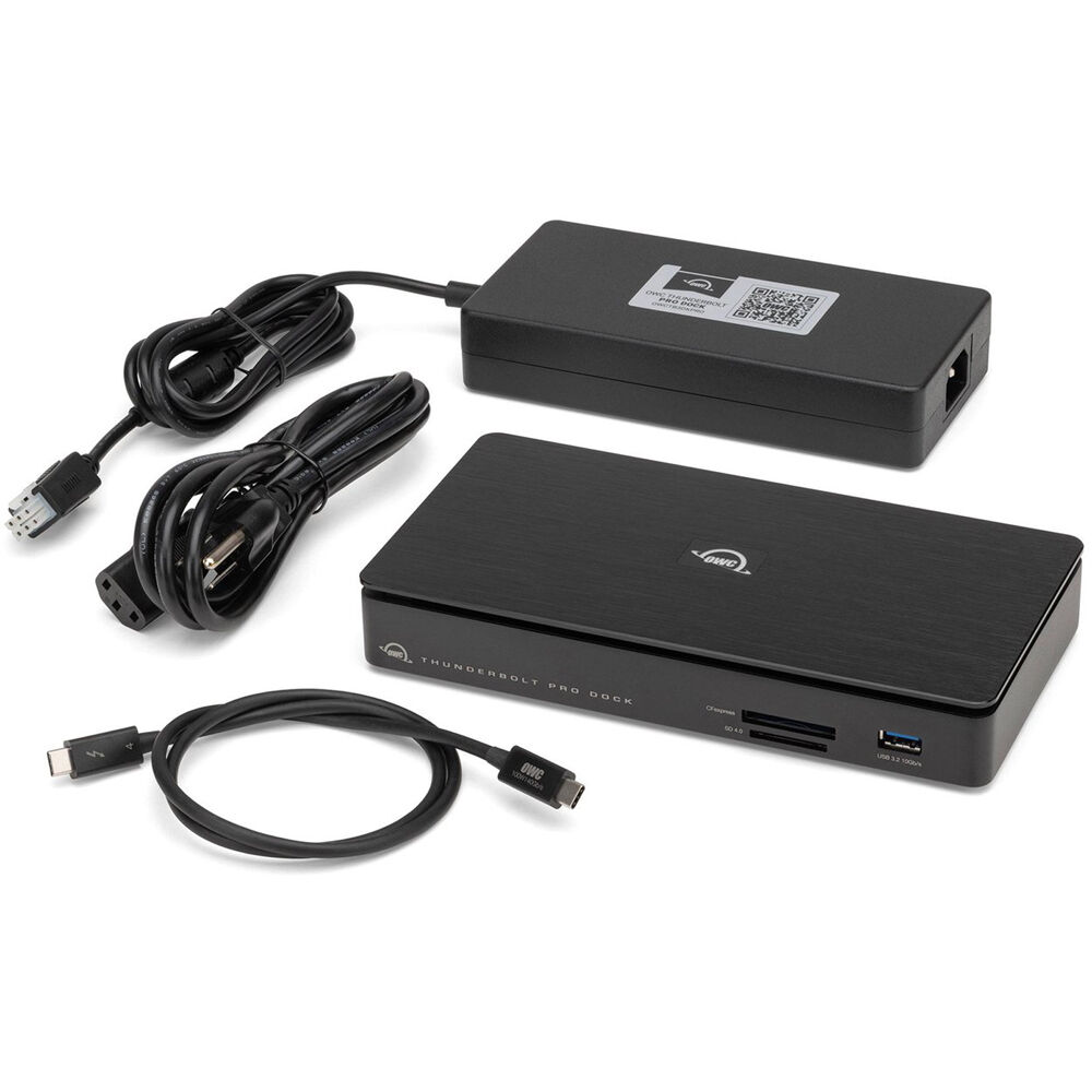 OWC Thunderbolt Pro Dock with multiple ports and sleek design, providing high-speed connectivity for professional setups.
