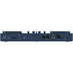 AlphaTheta Omnis-Duo DJ media players with dual turntables and mixer, featuring modern controls and sleek design.