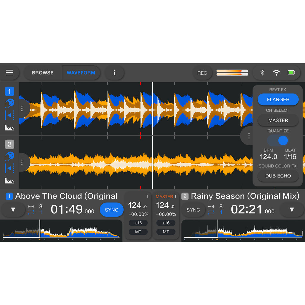 AlphaTheta Omnis-Duo DJ media players with dual turntables and digital controls, professional DJ equipment for mixing music.