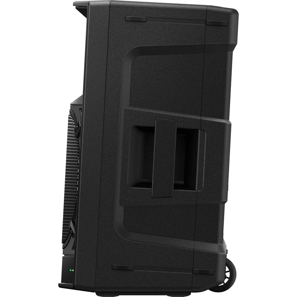 AlphaTheta Wave-Eight battery-powered loudspeakers with sleek design and controls, ideal for portable audio use.