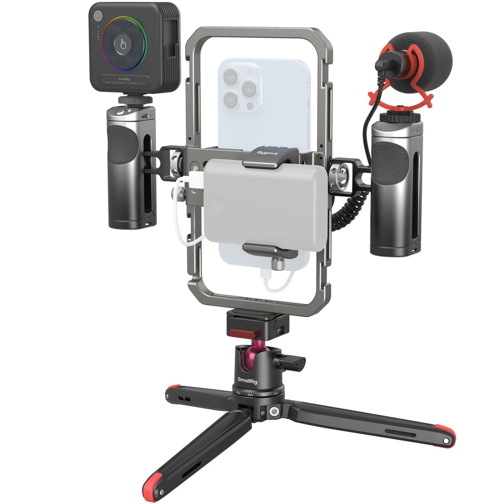 SmallRig All-in-One Video Kit Ultra with compact tripod, support rig, and accessories for versatile filmmaking and video production.