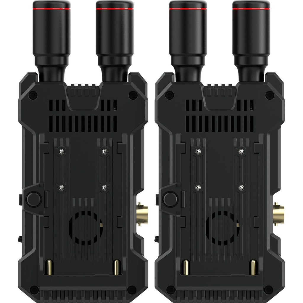 Hollyland Mars 4K wireless video transmission system accessory with antennas and control ports, used for professional video streaming.