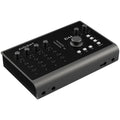 Audient iD44 MK2 audio interface with multiple input and output ports, USB connection, and sleek black design.