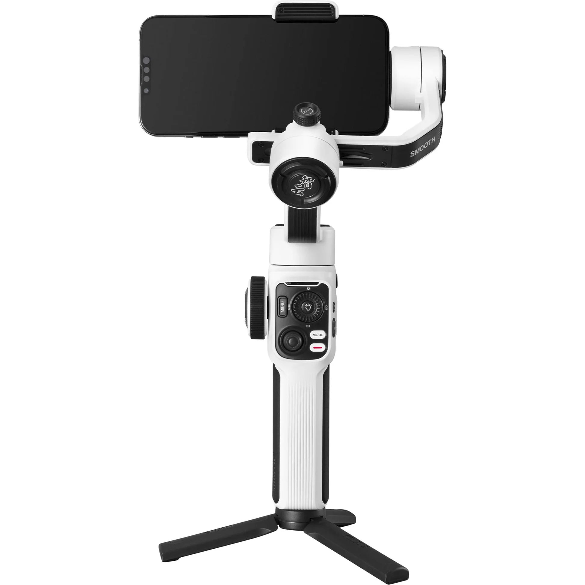 Zhiyun Smooth 5S handheld stabilizer and gimbal for smartphones, showcasing its sleek design and adjustable handle.