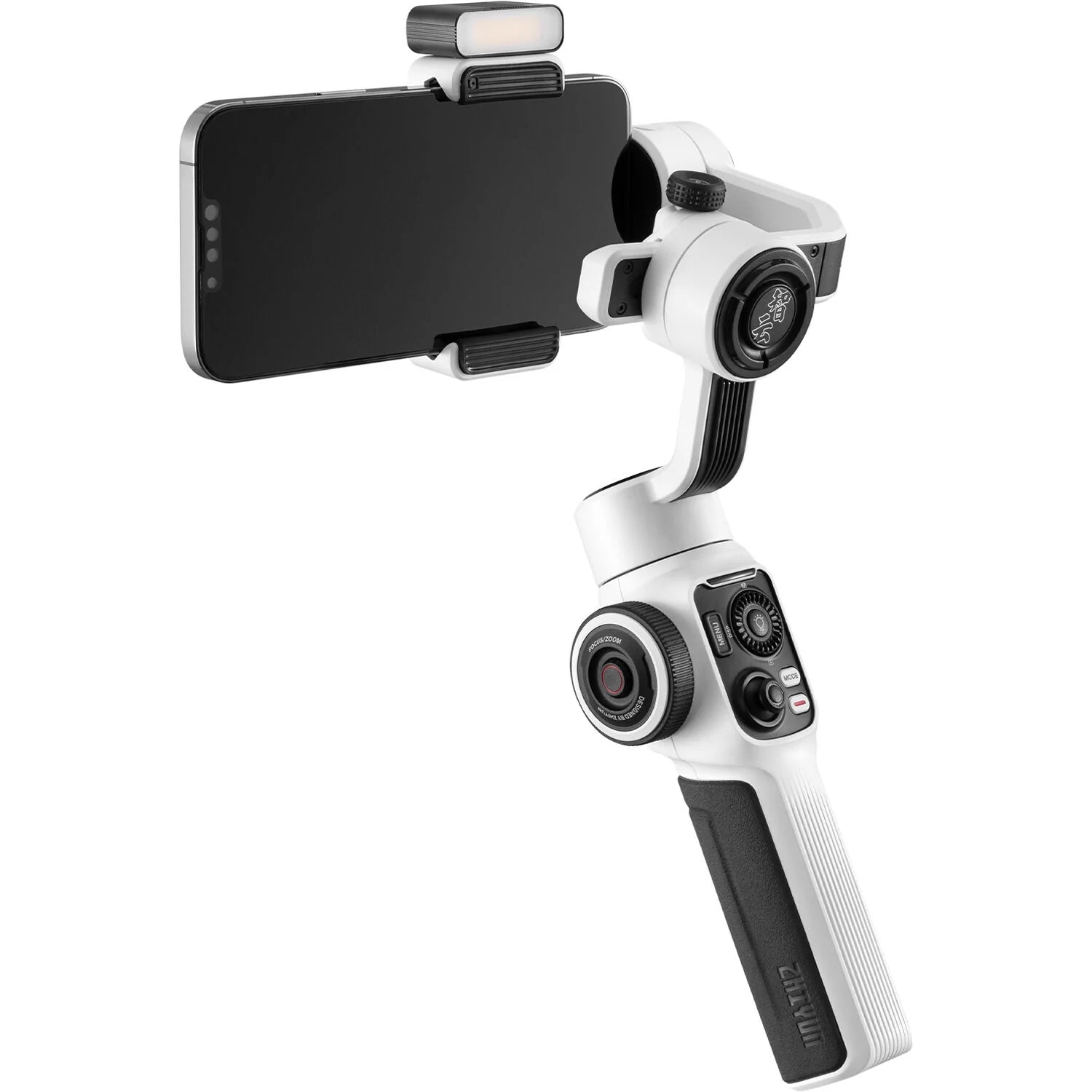 Zhiyun Smooth 5S handheld stabilizer and gimbal for smartphones, featuring sleek design and adjustable controls.