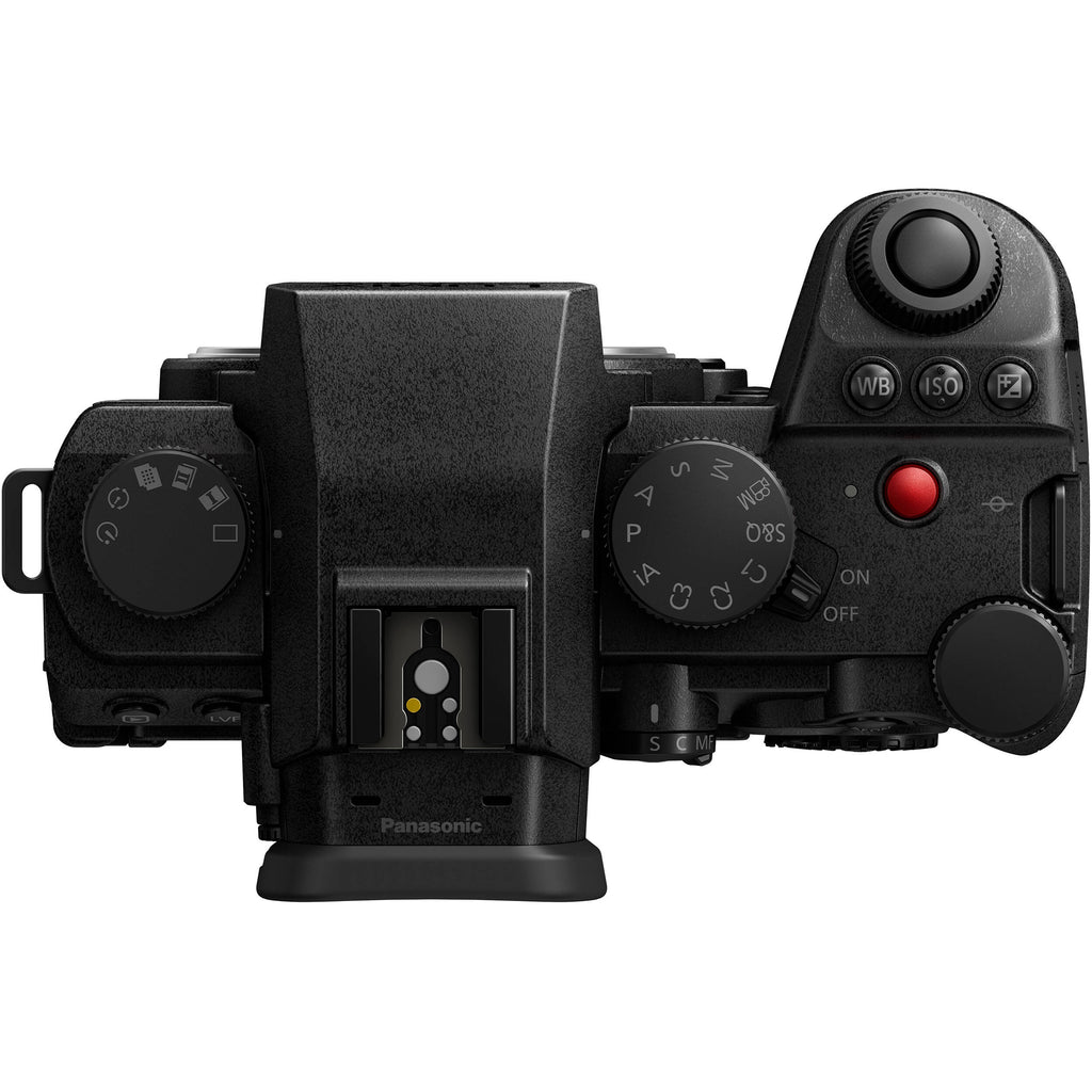 Panasonic Lumix S5M2X video camera with 20-60mm lens kit, compact mirrorless camera for high-quality video recording.