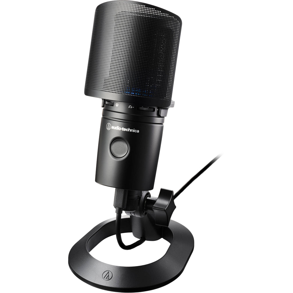 Audio Technica AT8175 microphone pop filter attached to microphone for reducing plosive sounds and improving audio quality.