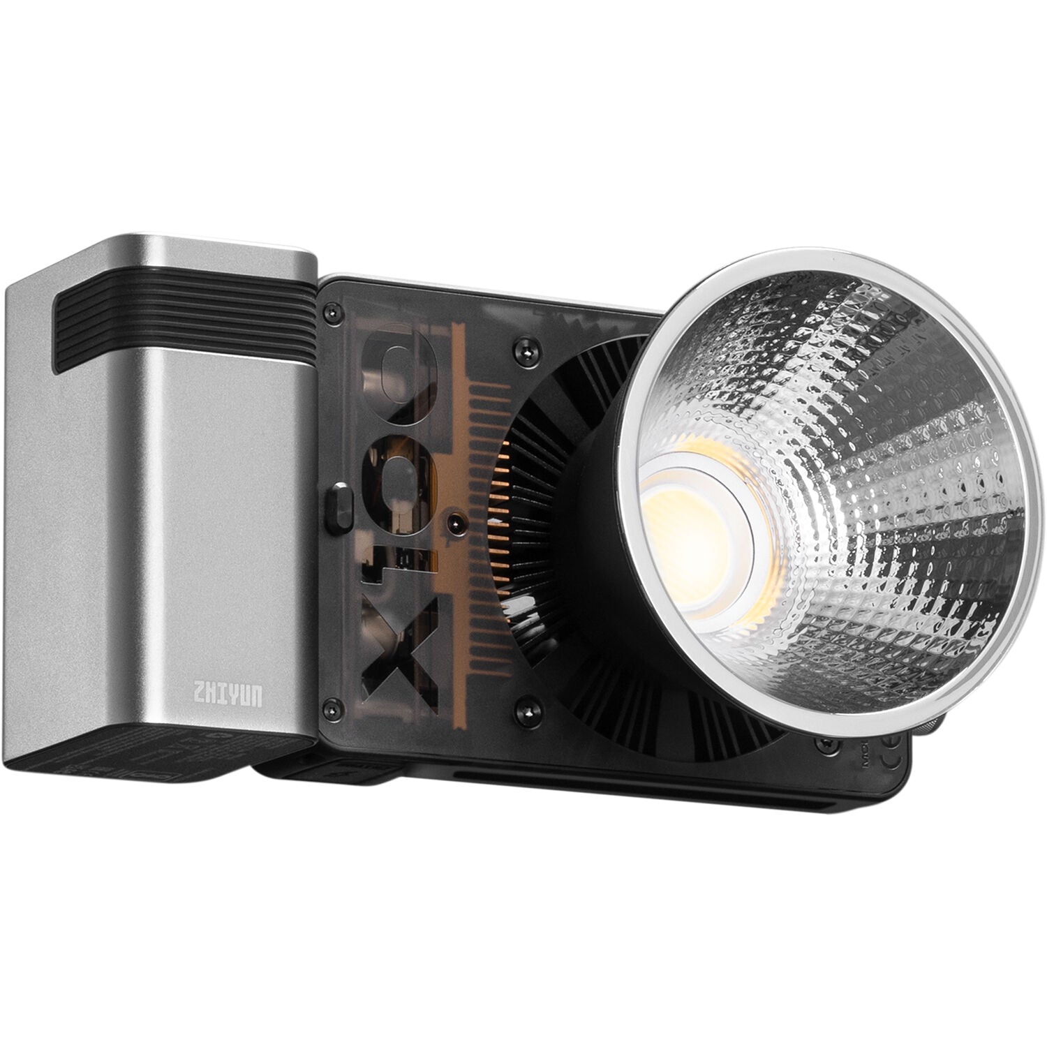 Zhiyun Molus X100 bi-color LED lights in a combo package, showing adjustable light panels with color and brightness controls.