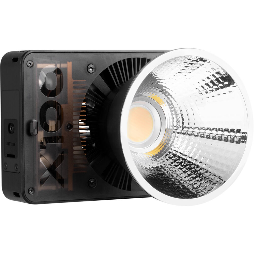 Zhiyun Molus X100 Pro bi-color LED light panel showing adjustable brightness and color temperature controls.
