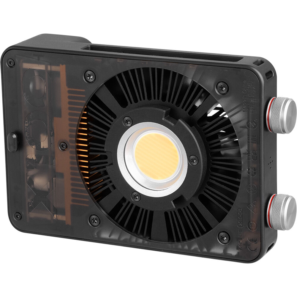 Zhiyun Molus X100 Pro bi-color LED light panel with adjustable brightness and color temperature, mounted on a camera rig.