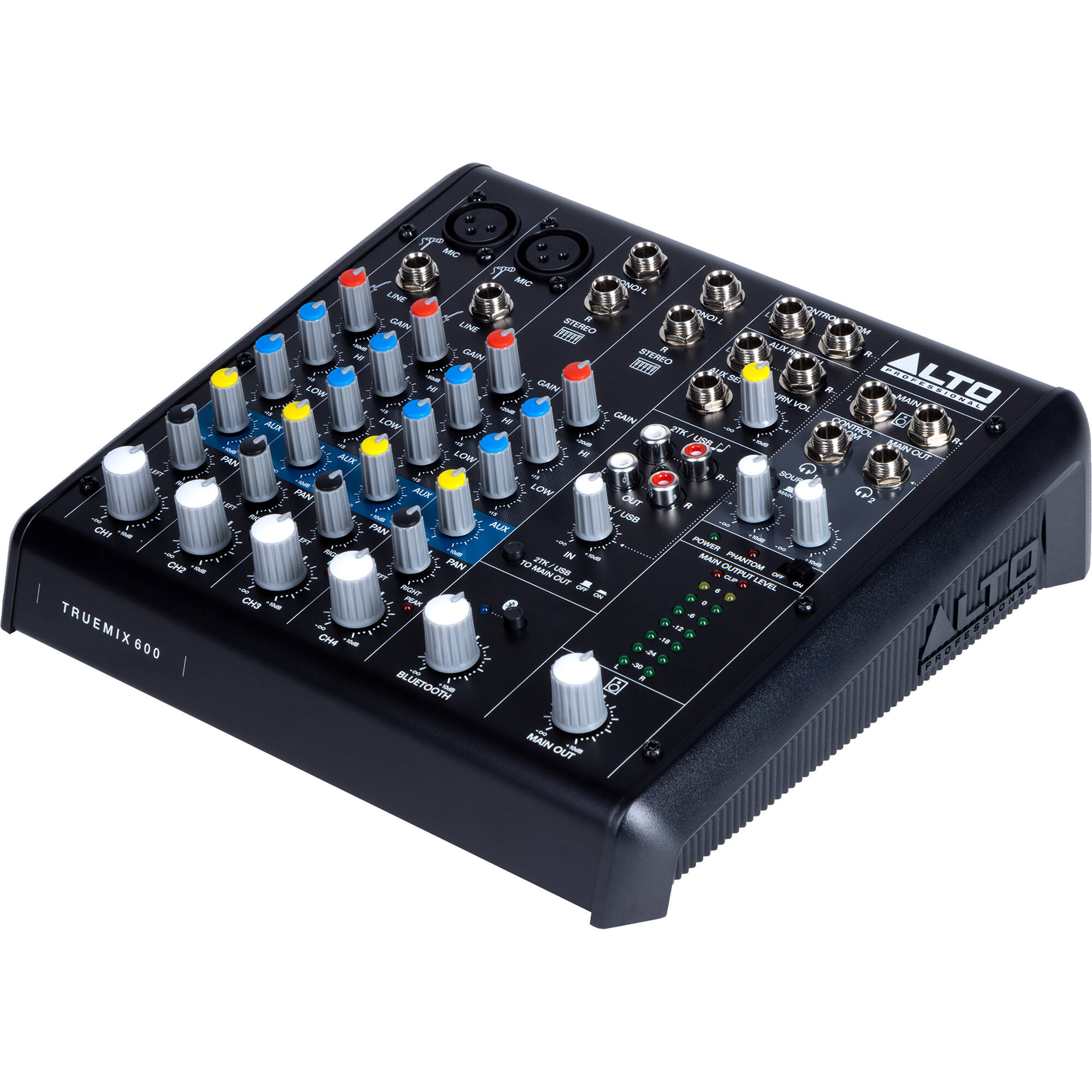 Alto Professional TrueMix 600 analog mixer with multiple input channels and control knobs, designed for audio mixing.