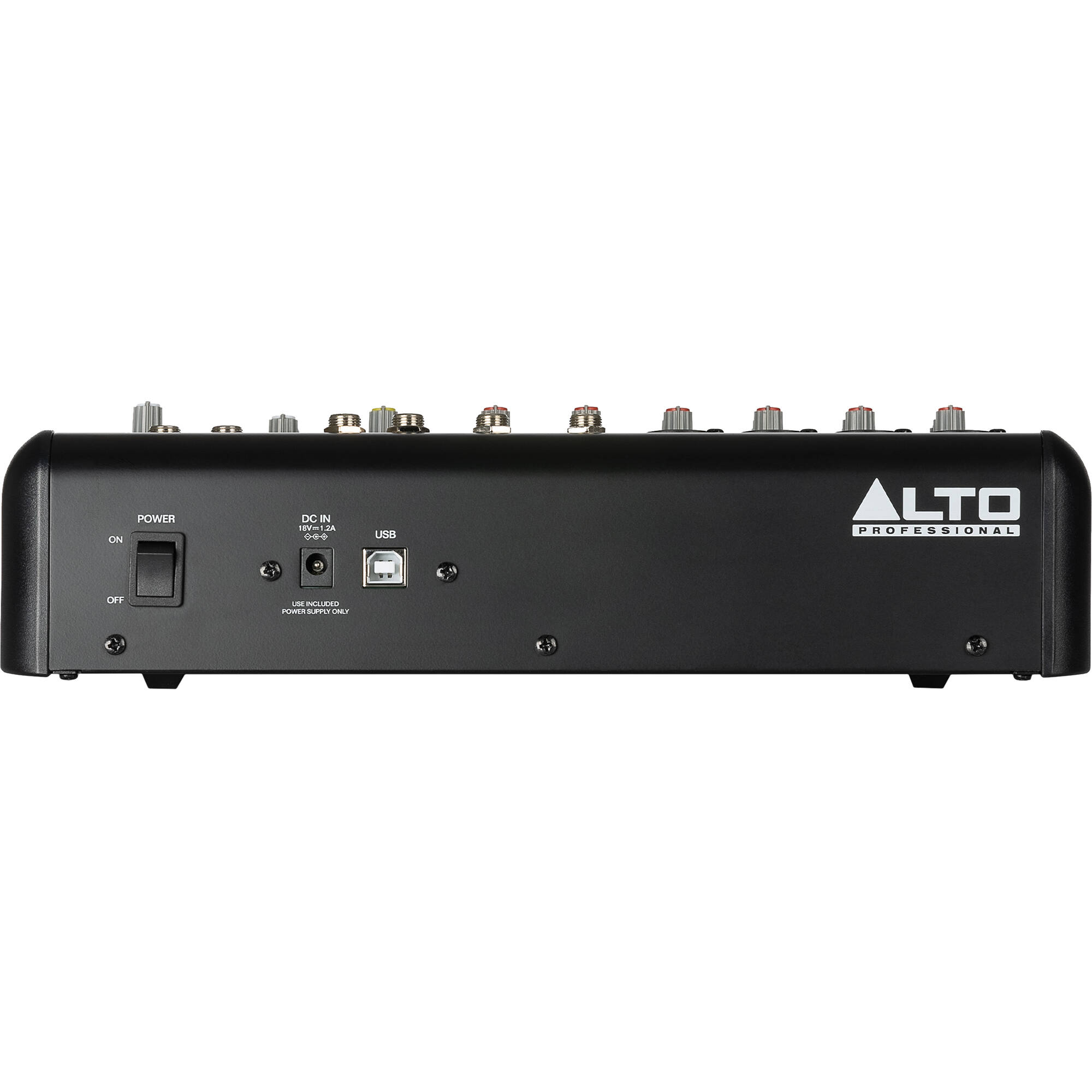 Alto Professional TrueMix 800FX analog mixer with multiple input channels and control knobs for audio mixing.