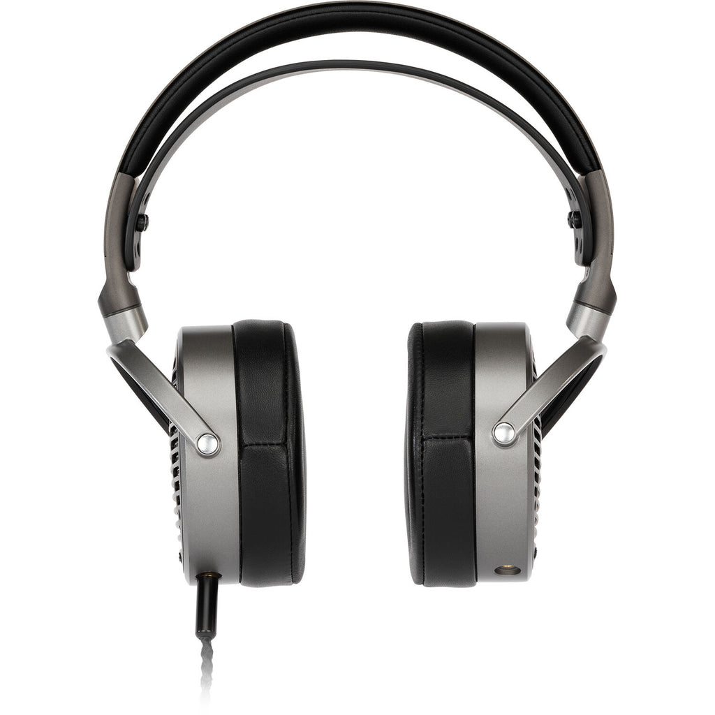 Audeze MM-100 studio headphones with over-ear design, black ear cups, and adjustable headband for professional audio monitoring.