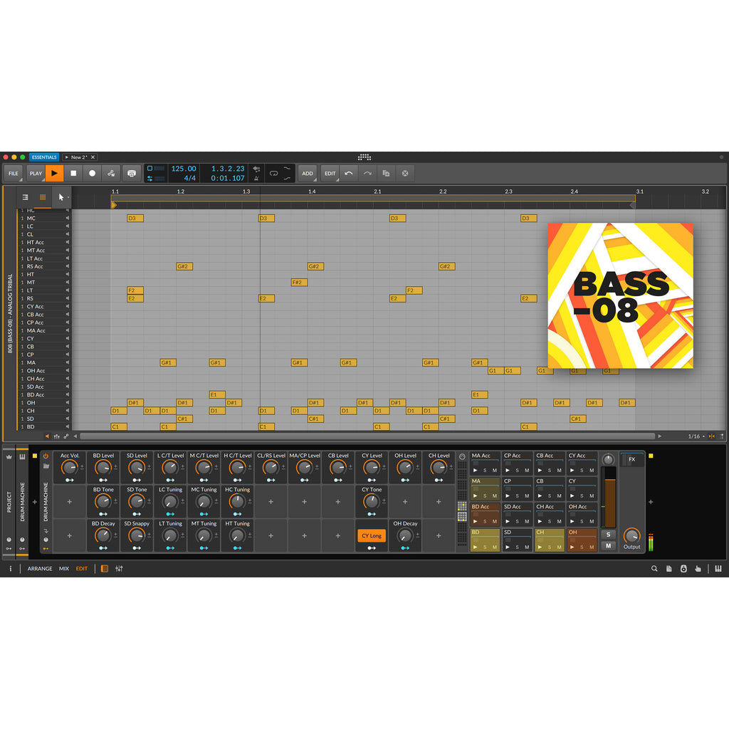 Bitwig Studio Producer 5 music production software interface with digital audio tracks and mixing controls.
