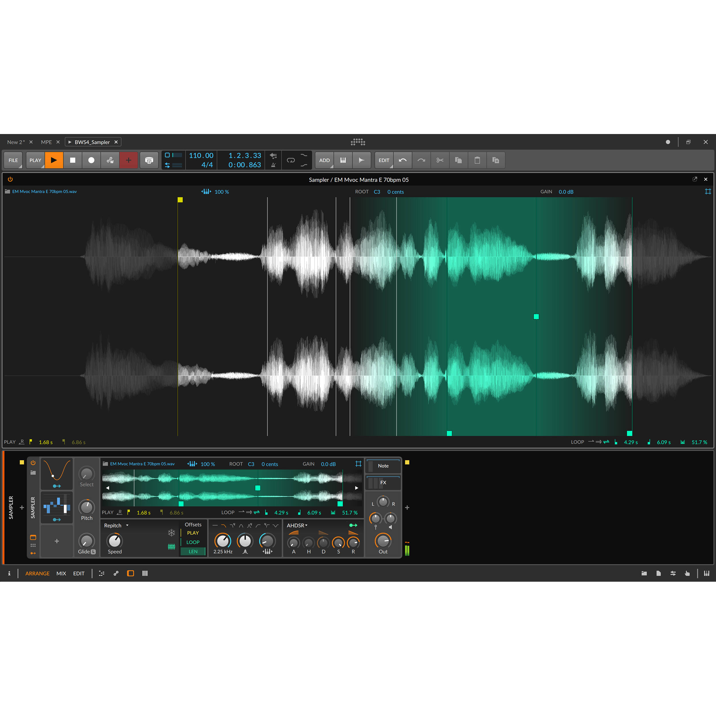 Bitwig Studio Producer 5 music production software interface with digital audio tracks and mixing controls.