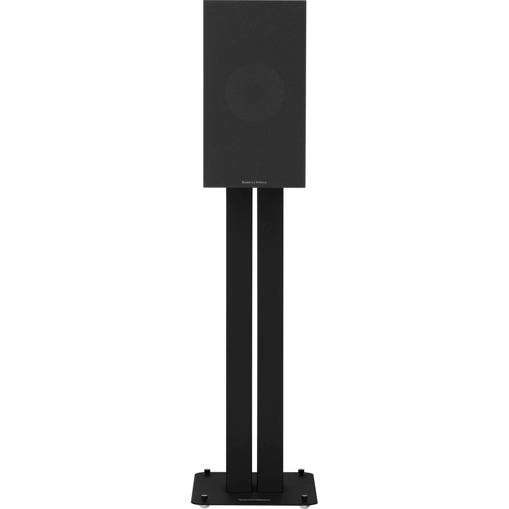 Bowers & Wilkins 606 S3 passive bookshelf speakers showing black speaker cabinets with silver accents