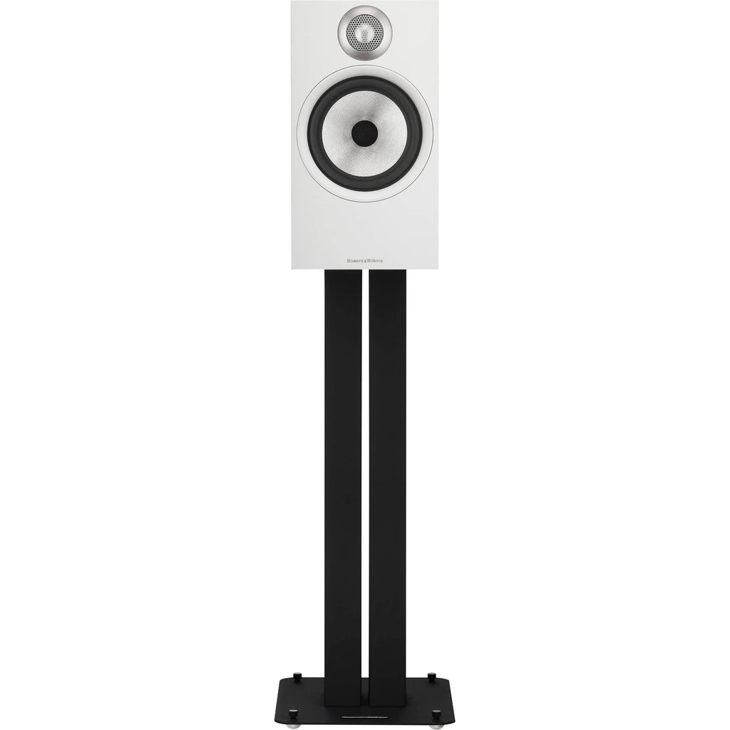 Bowers & Wilkins 606 S3 passive bookshelf speakers with black matte finish, showcasing their sleek, compact design.