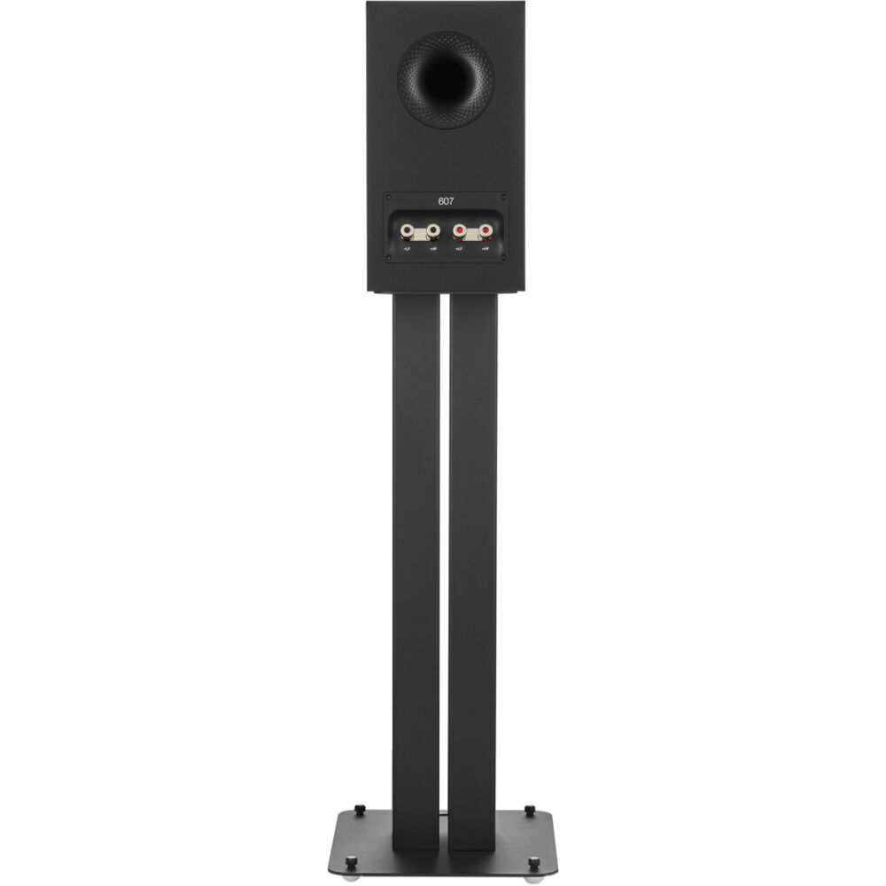 Bowers & Wilkins 607 S3 passive bookshelf speakers shown with black finish and compact design for home audio setup.