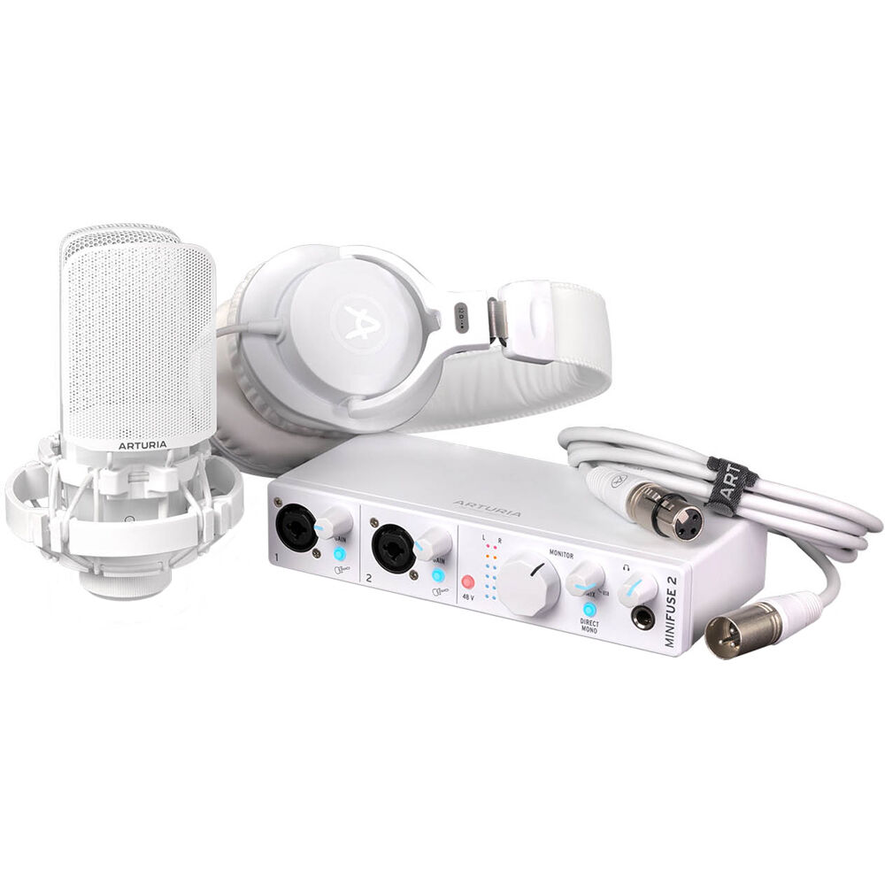 Arturia MiniFuse Recording Pack studio bundle with audio interface, headphones, and accessories for music production.