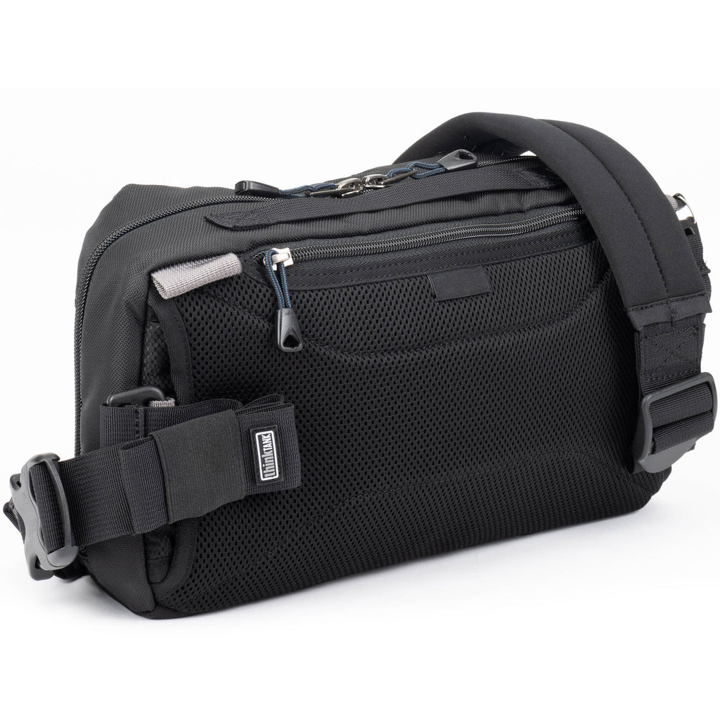 Think Tank PressPass video equipment bag with padded compartments and adjustable straps for professional camera gear storage.