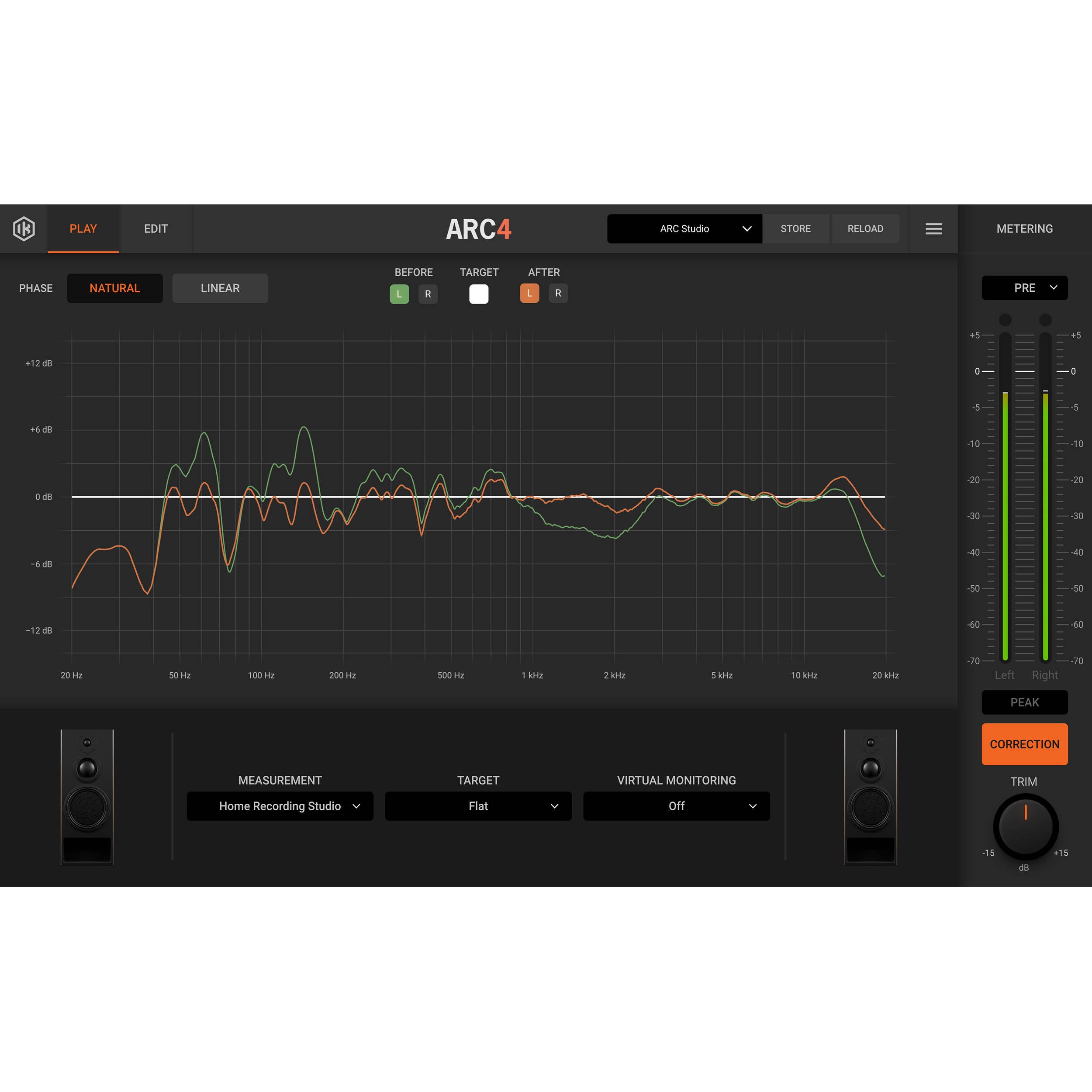 IK Multimedia ARC Studio room calibration device with controls and display for accurate sound optimization in studio environments