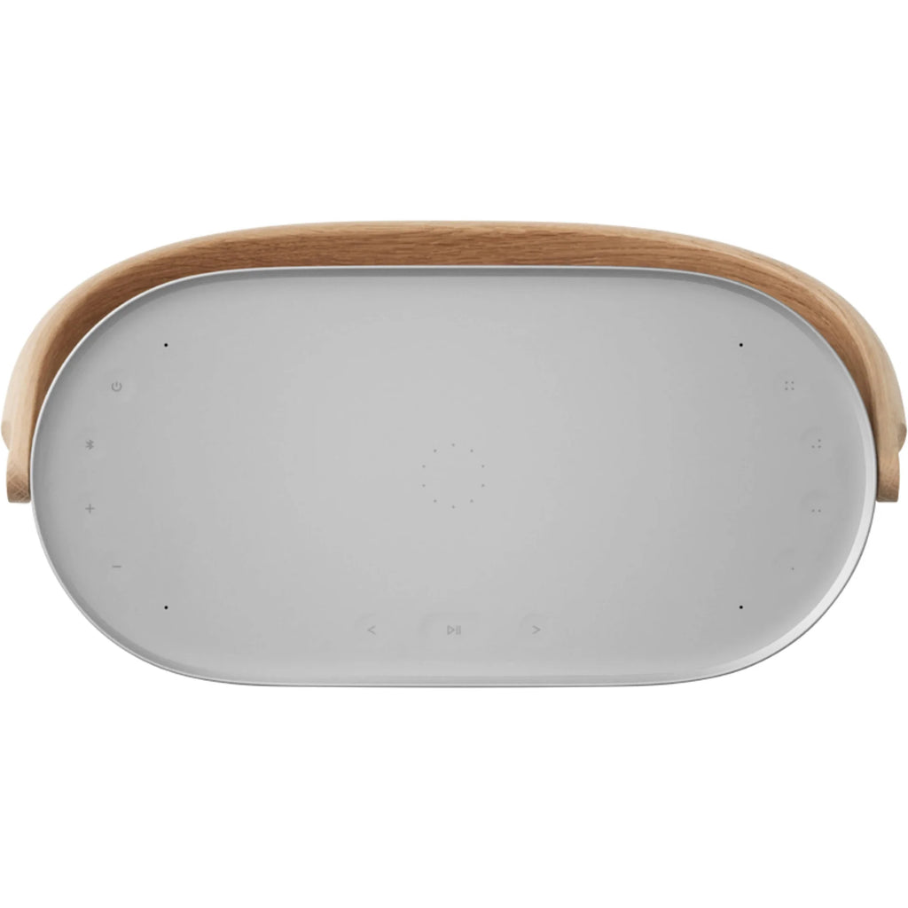 Bang & Olufsen Beosound A5 portable speaker with sleek design and fabric covering, ideal for high-quality wireless audio.