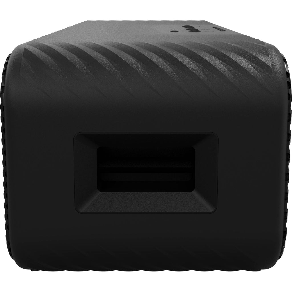 Klipsch Detroit portable speakers showcasing a sleek design with wood finish and front speaker grille.