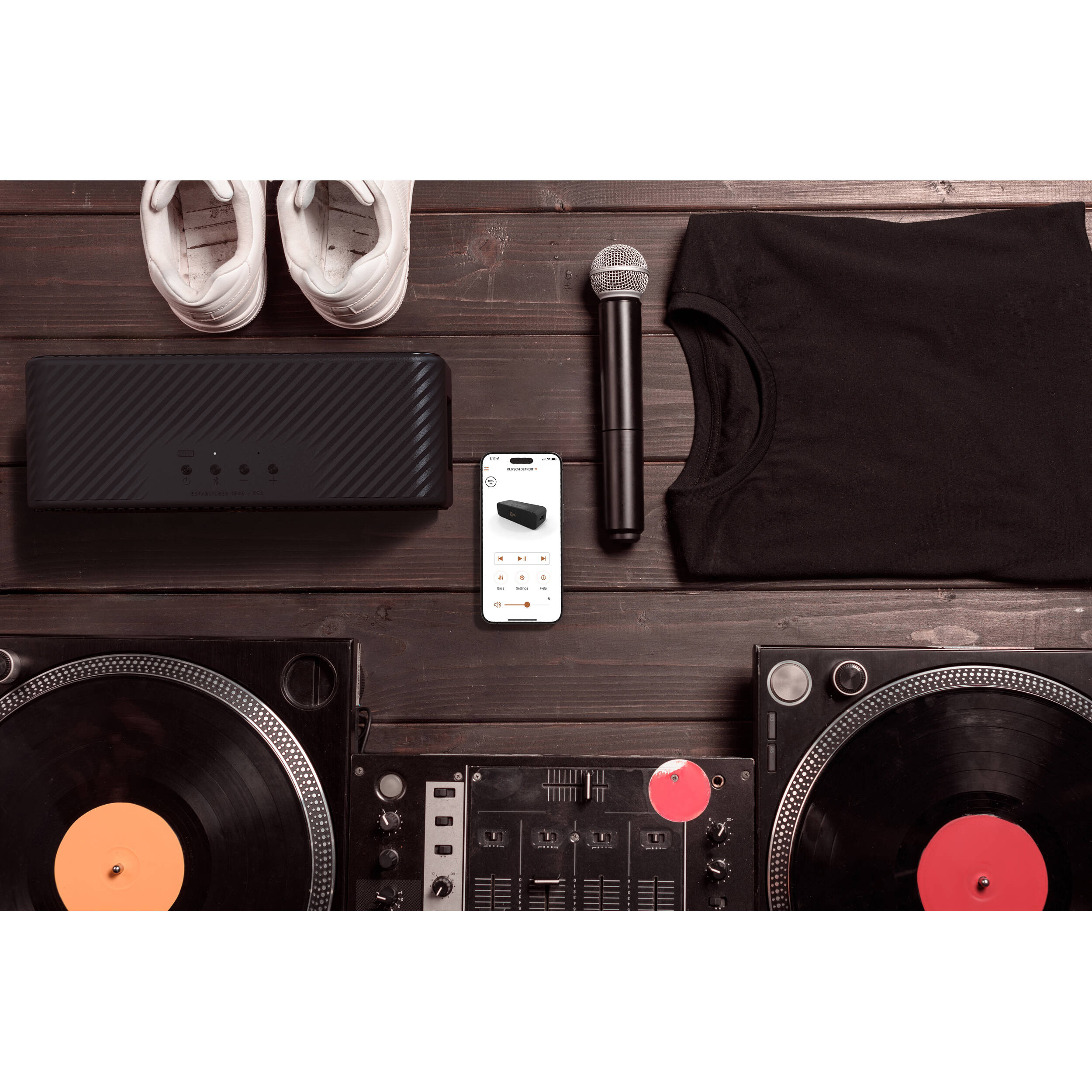 Klipsch Detroit portable speakers showcased in a stylish, compact design with wireless connectivity and rich sound quality.