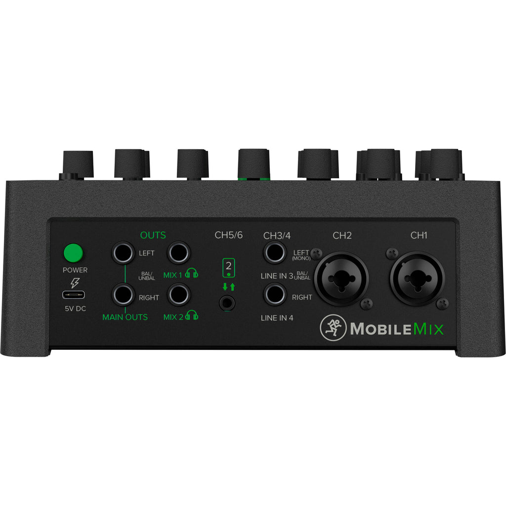 Mackie MobileMix video streaming mixer with multiple input controls and digital interface for professional audio and streaming setup.