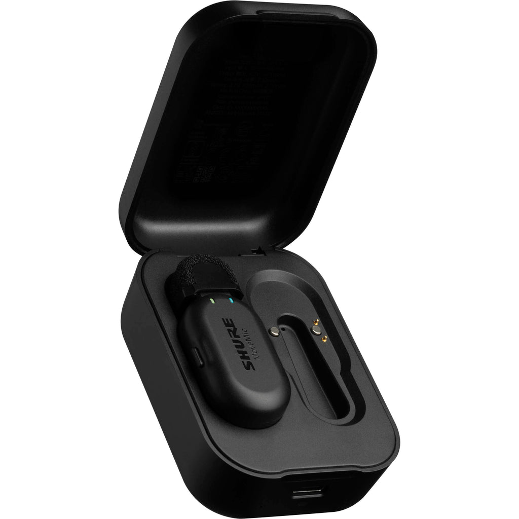 Shure MoveMic One creator wireless microphone system with compact design and detachable microphone, ideal for content creators.