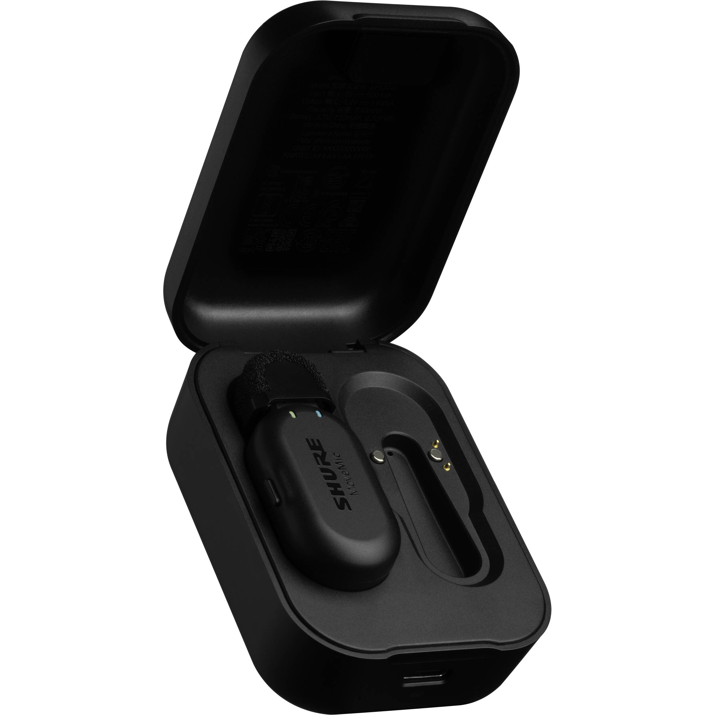 Shure MoveMic One creator wireless microphone system with compact design and detachable microphone, ideal for content creators.