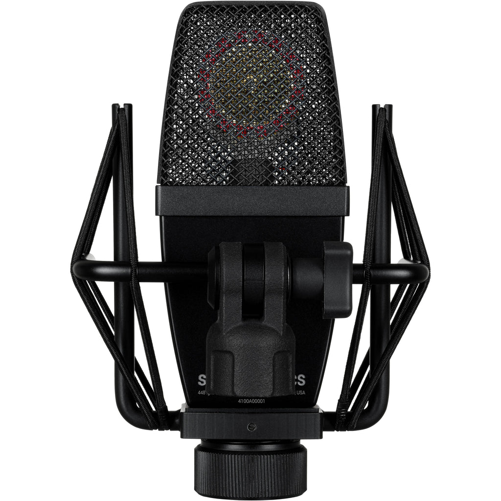 sE Electronics sE4100 condenser microphone with metal grille and sleek design, ideal for studio recording and professional audio.