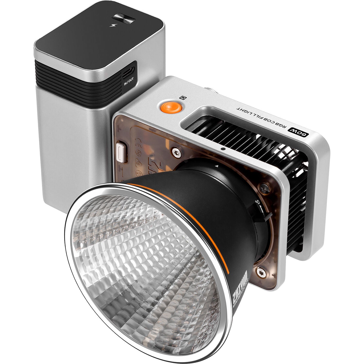 Zhiyun Molus X60 RGB combo light showing adjustable color settings and multiple lighting modes for professional photography.