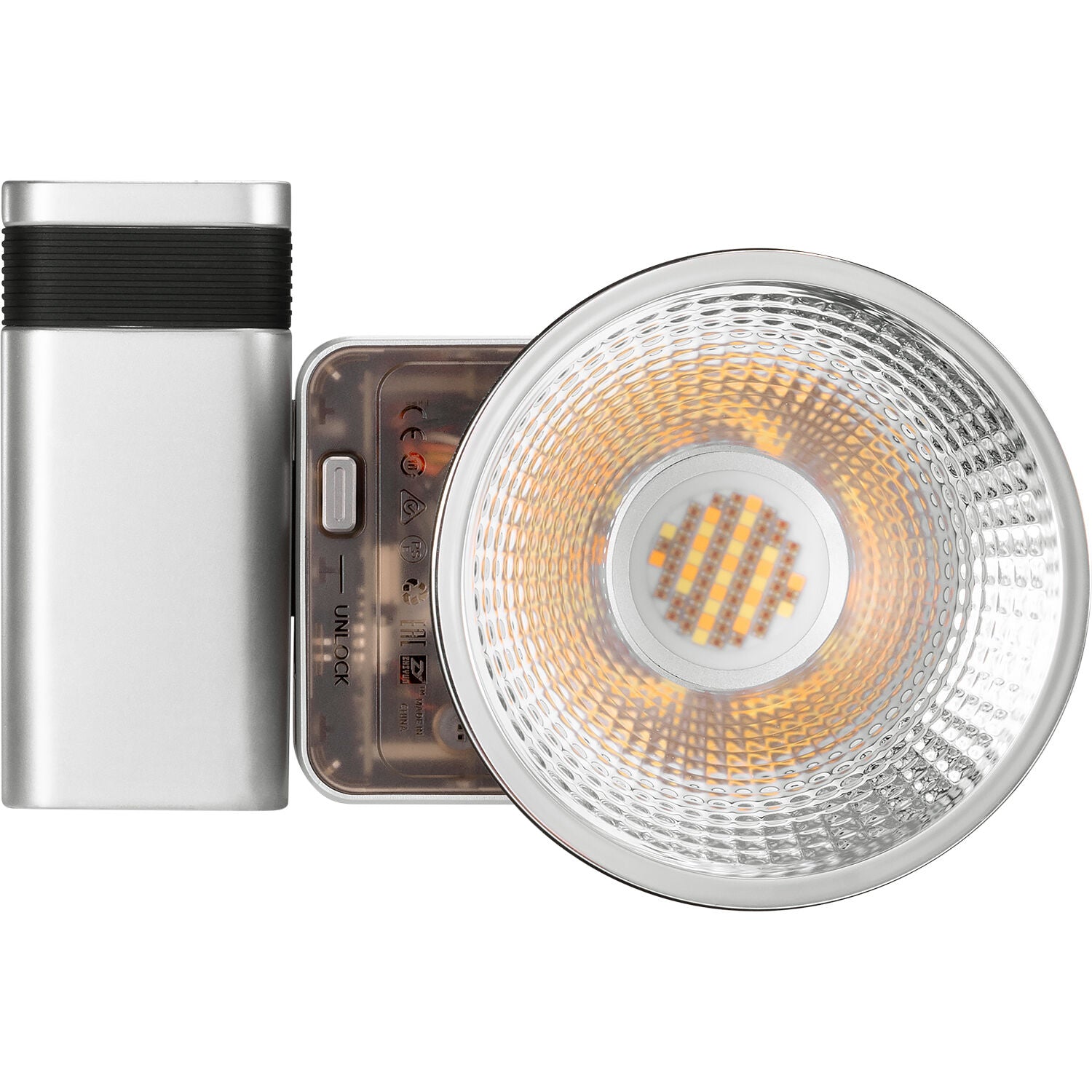 Zhiyun Molus X60 RGB Pro LED light displaying vibrant color options for professional photography and videography.