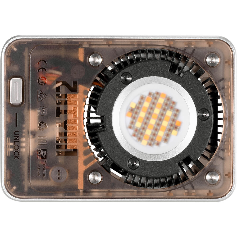 Zhiyun Molus X60 RGB Pro LED light panel displaying vibrant color options and adjustable brightness settings.