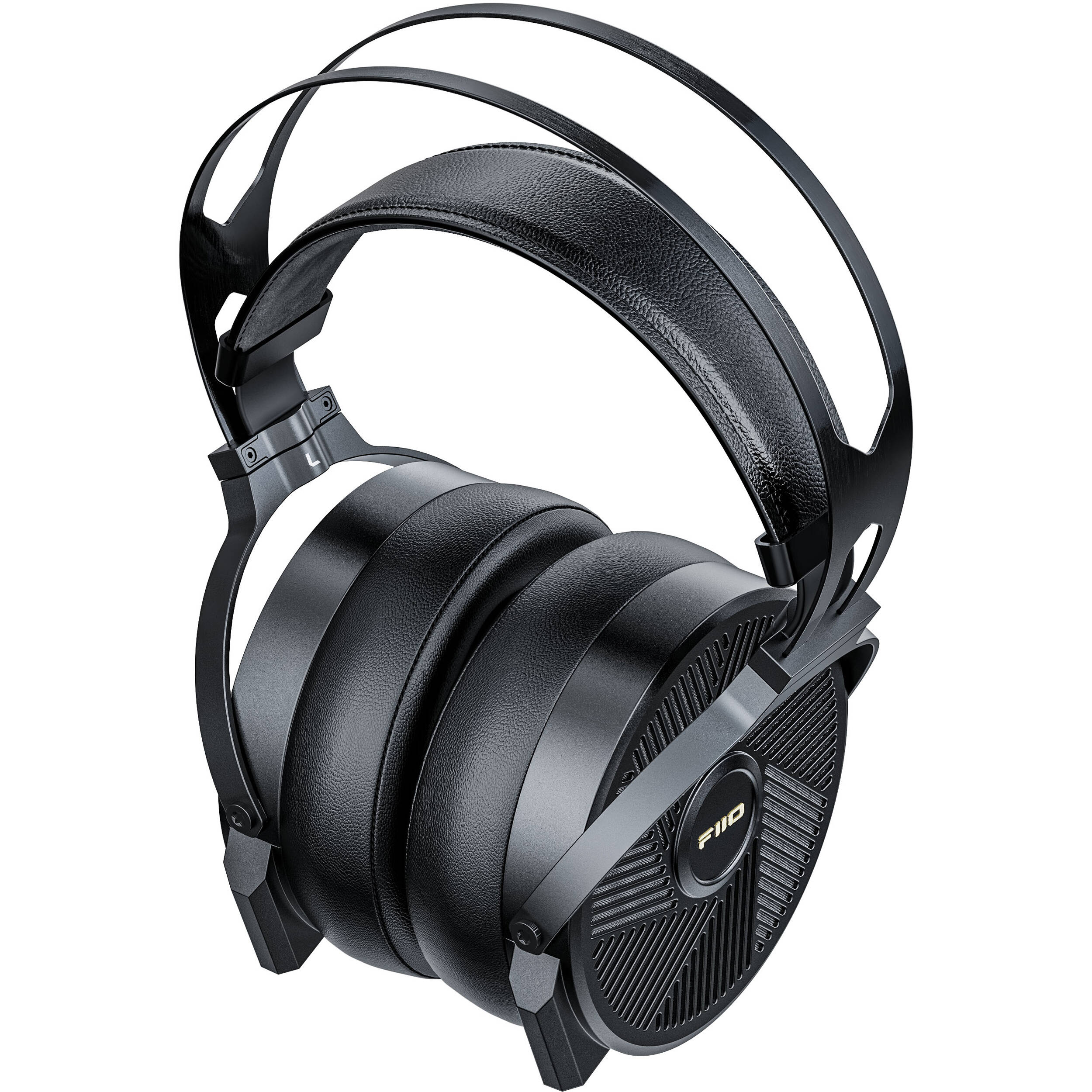 FiiO FT5 wired headphones with over-ear design, black color, and adjustable headband for comfortable listening.