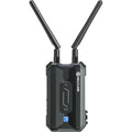 Hollyland Pyro H wireless video receiver connected to camera, displaying live video feed on screen, part of Hollyland wireless video system.