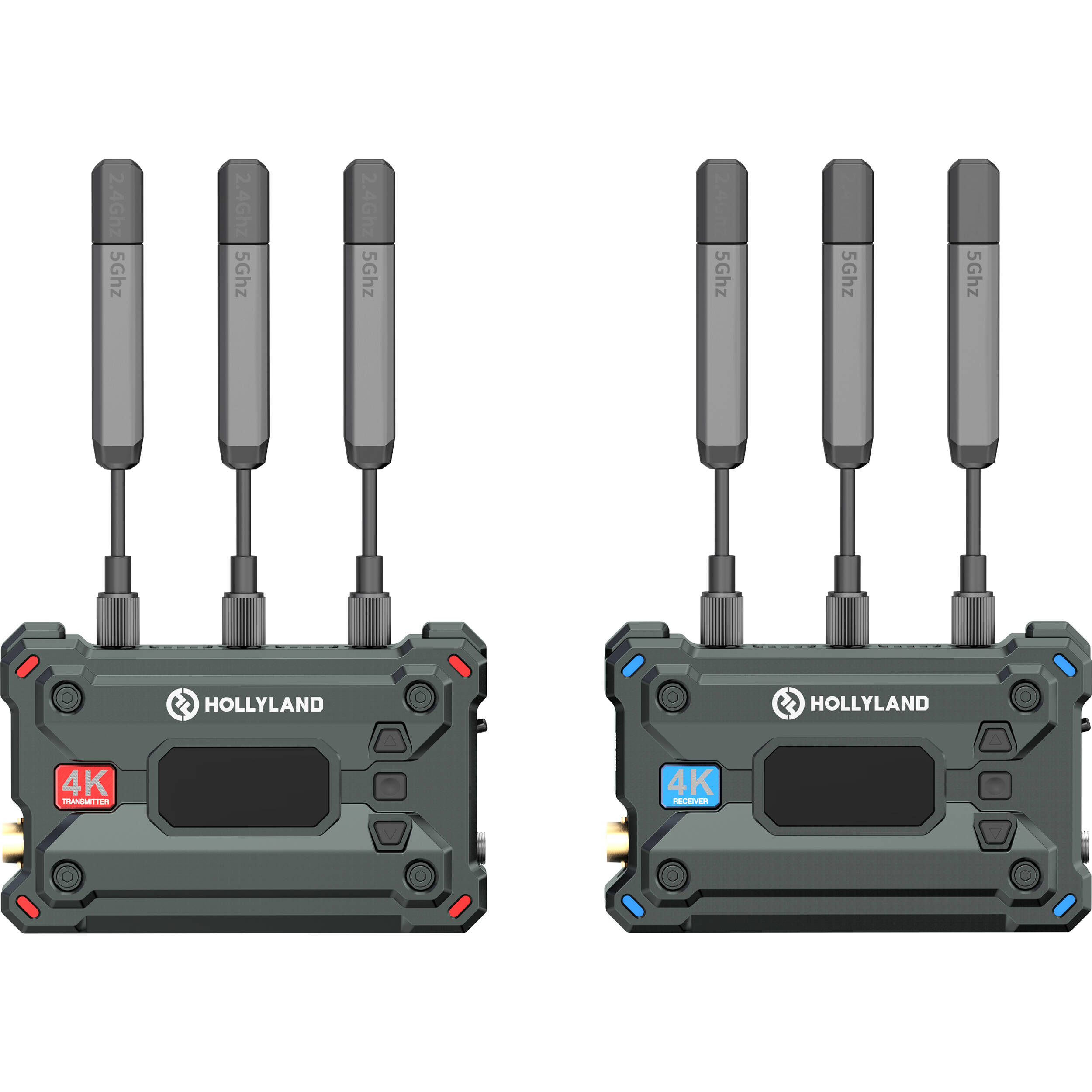 Hollyland Pyro S wireless video transmission system with compact transmitter and receiver units for professional video streaming.