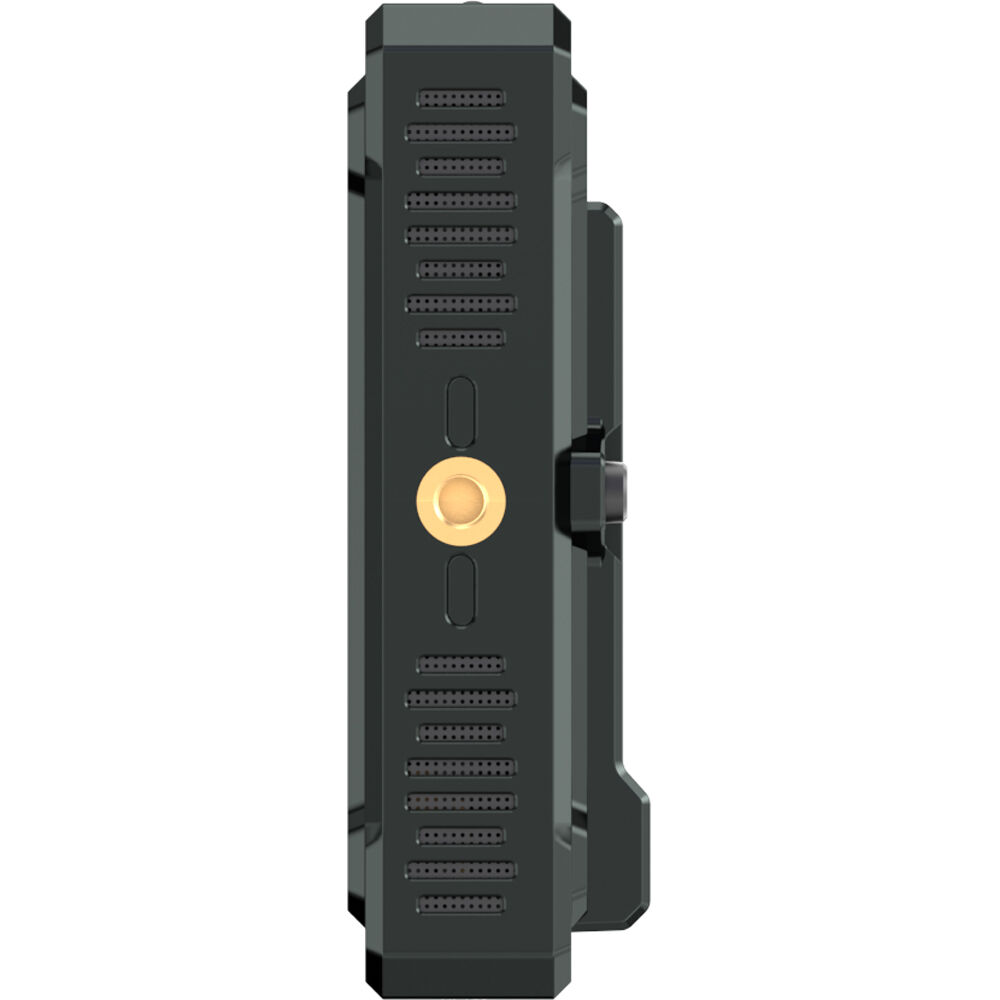 Hollyland Pyro S wireless video receiver connected to camera setup, compact black wireless video system for professional filmmaking.