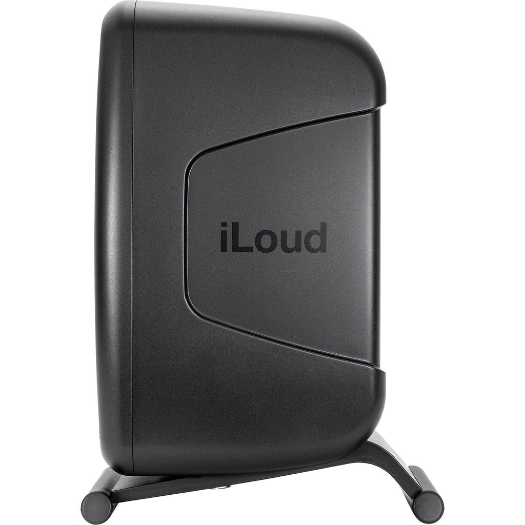IK Multimedia iLoud MTM MK2 active nearfield monitors with sleek black finish and control knobs on the front panel.