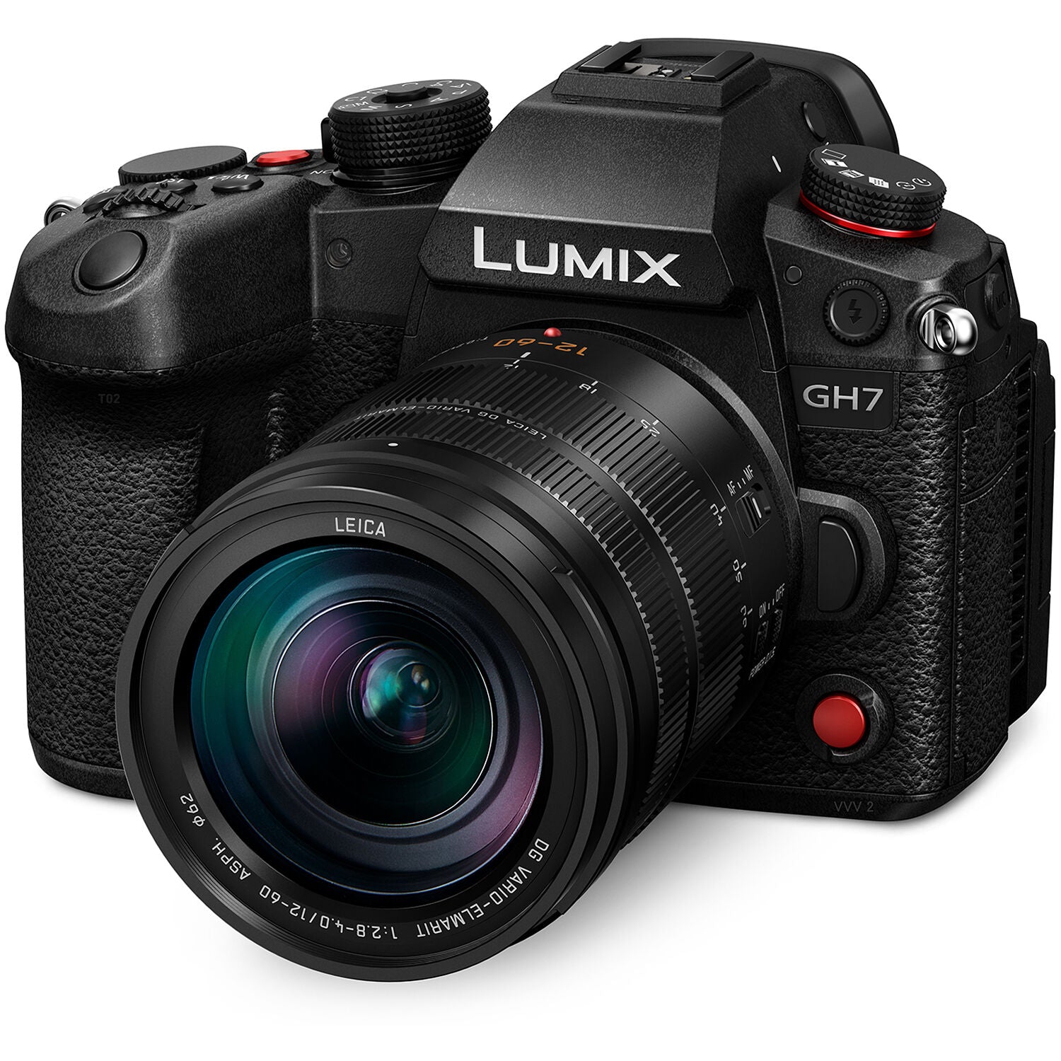 Panasonic Lumix GH7 mirrorless camera with 12-60mm F/2.8-4 lens, professional video camera for high-quality filming.