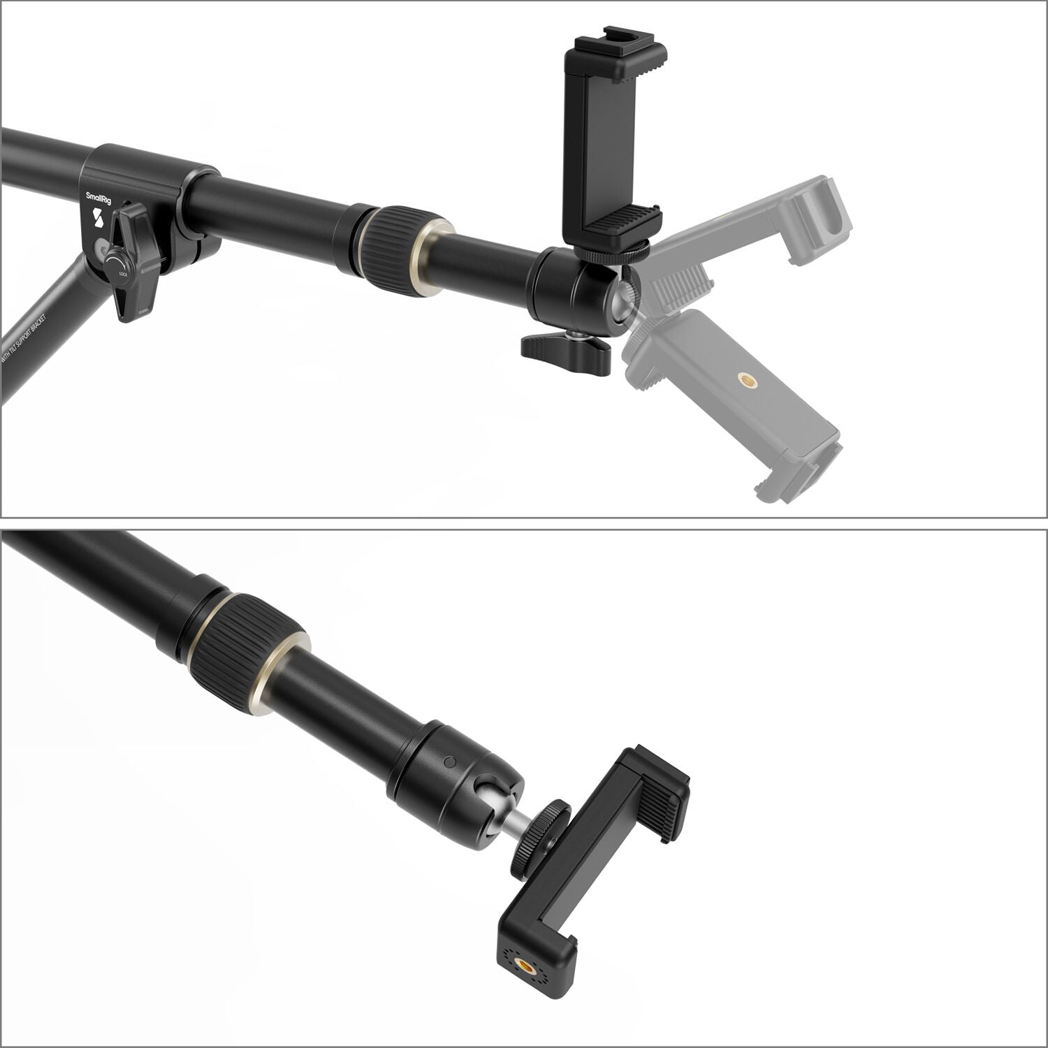 SmallRig desktop overhead photography and live streaming bracket mounted on a camera setup with adjustable arms.