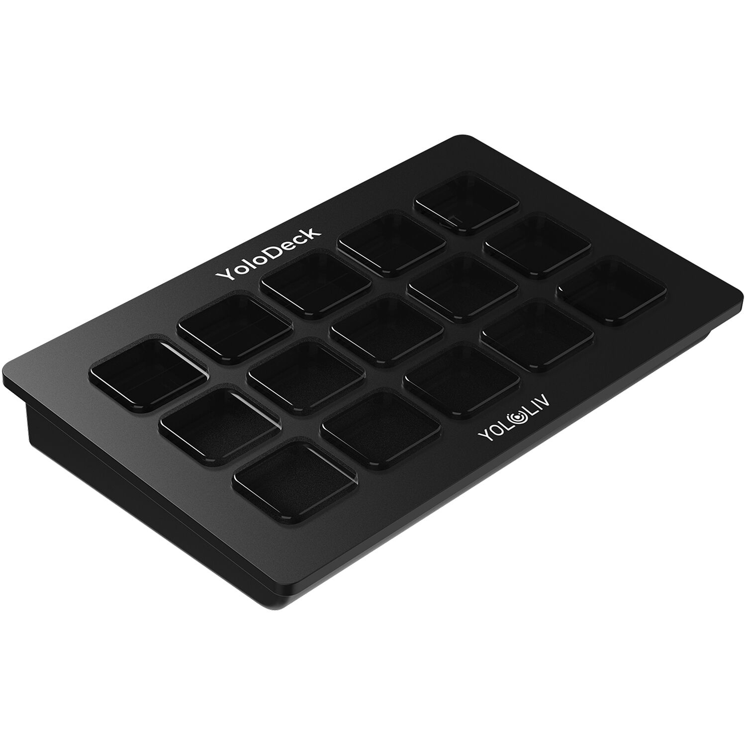 YoloLiv YoloDeck video edit controller with touchscreen interface and adjustable knobs for live streaming and video production.