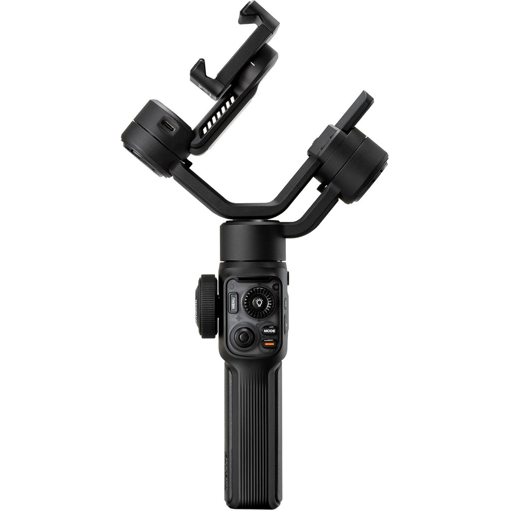 Zhiyun Smooth 5S AI handheld gimbal stabilizer for video recording, featuring sleek design and control buttons.