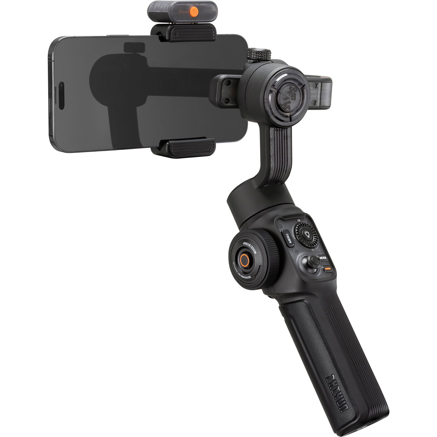 Zhiyun Smooth 5S AI handheld gimbal stabilizer for video recording, with controls and smartphone mount for smooth footage.