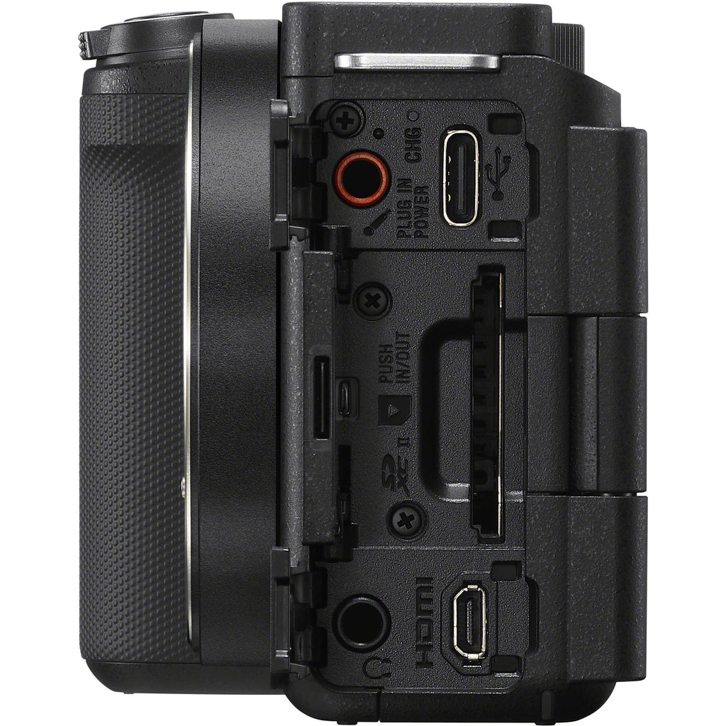 Sony ZV-E10 II mirrorless camera with 16-50mm zoom lens, showcasing the compact design and versatile features for video recording.