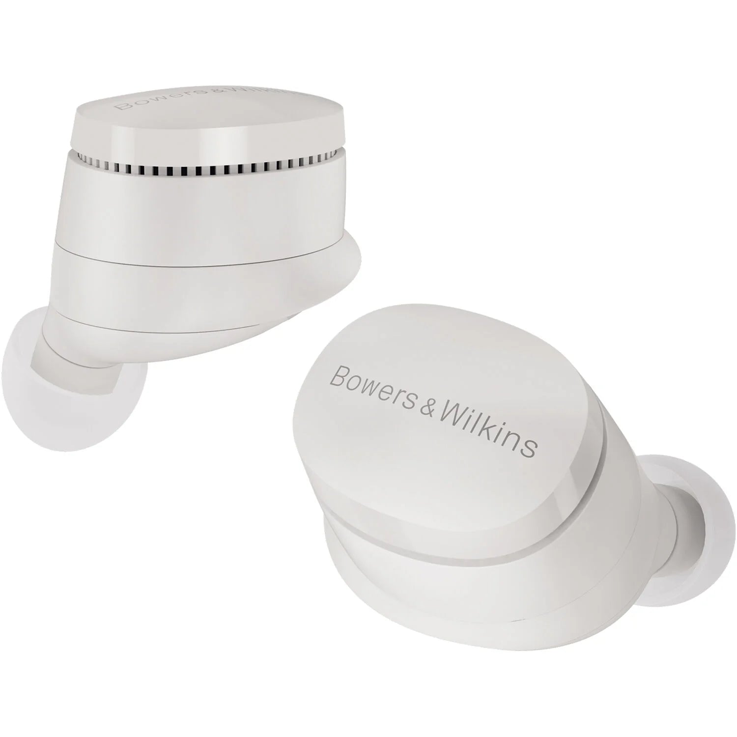 Bowers & Wilkins Pi6 wireless in-ear headphones with sleek black earbuds and compact charging case.