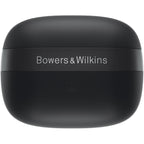 Bowers & Wilkins Pi8 wireless in-ear headphones with sleek black design and compact earbuds on a white background.