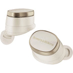 Bowers & Wilkins Pi8 wireless in-ear headphones with black earbuds and sleek charging case on a white background.