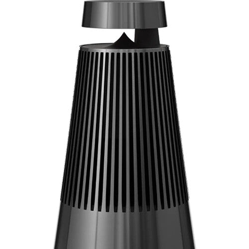 Bang & Olufsen Beosound 2 3rd Gen wireless speaker in black, showing its sleek cylindrical design and high-quality build.